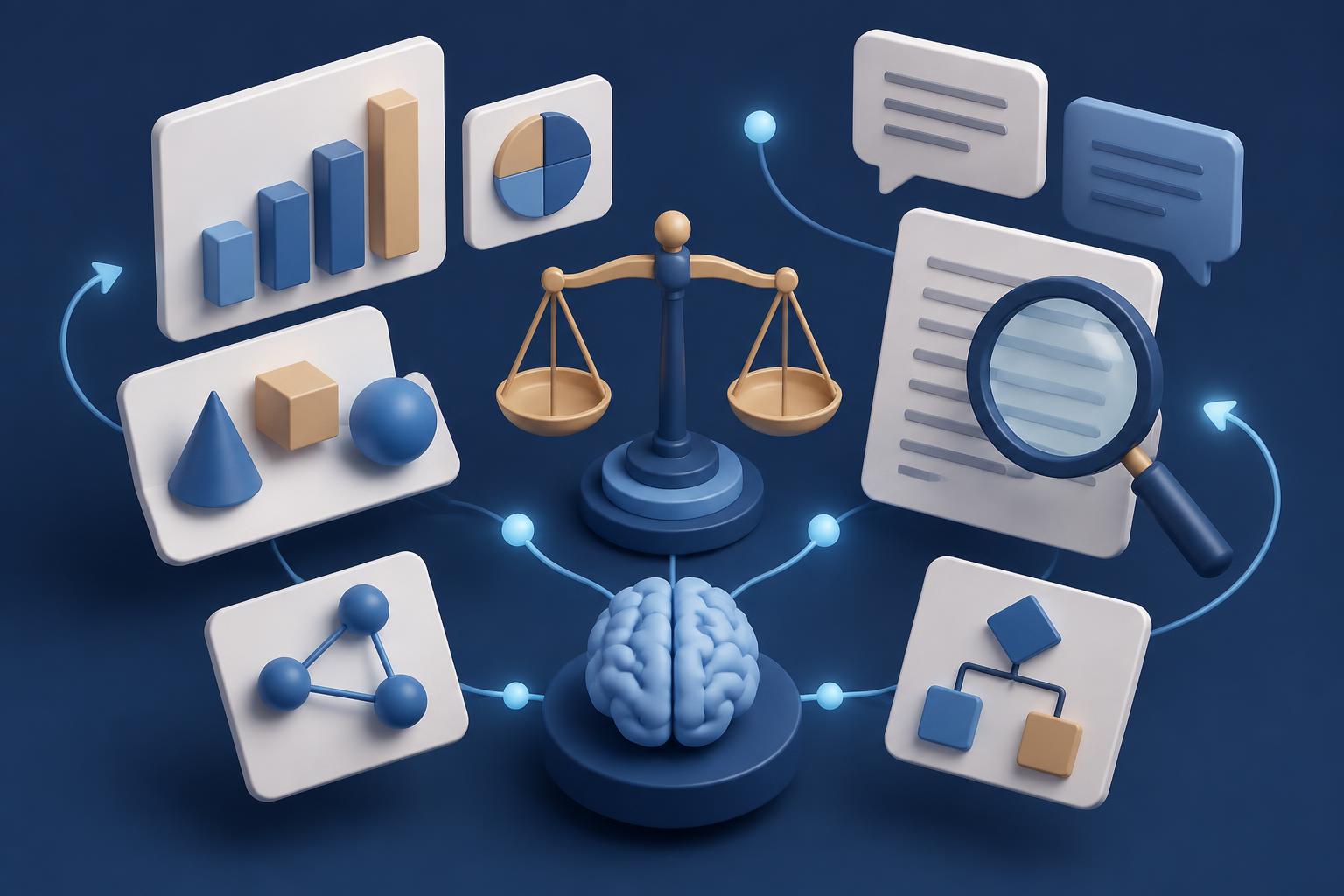 رسوم توضيحية تمثّل المهارات اللفظية والكمية في اختبار القدرات